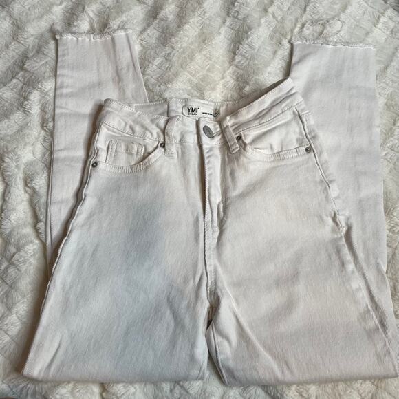 YMI Dream‎ Jeans Ankle High Rise White 1 25 Denim Jean Raw Hem - Picture 3 of 9